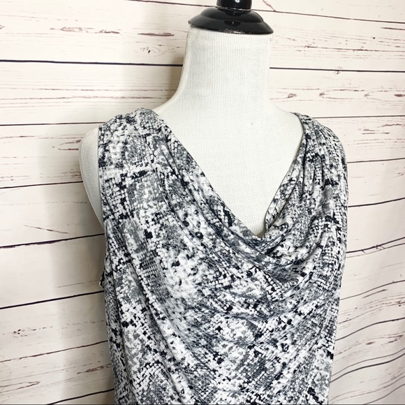 Calvin Klein Black & White Python Print Sleeveless Cowl Neck Blouse Size Medium - Picture 4 of 9